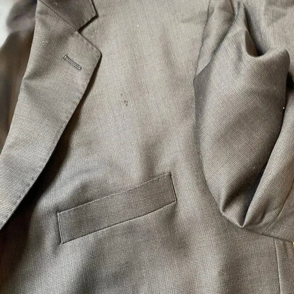 Calvin Klein Lord & Taylor Men's 44L Slim Fit Suit Blazer Jacket Gray 100% Wool